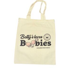 “Betty’s Loves Boobies” flower edible tote bag breast cancer awareness